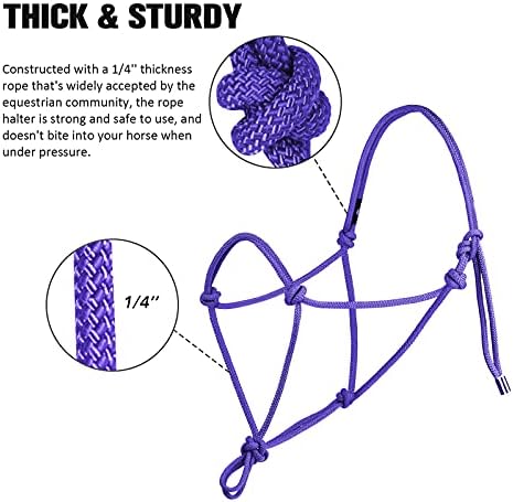 Харисон Хауард јаже запре за коњи Супер цврсти тренинг со јаже со јаже со 2 јазол 1/4 тврд кабел за застој