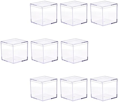 Кабилок Пластични Канти За Складирање Контејнери За Кекси 9 парчиња Мини Акрилна Кутија за Складирање Со Капак Јасна Акрилна Кутија За Мали