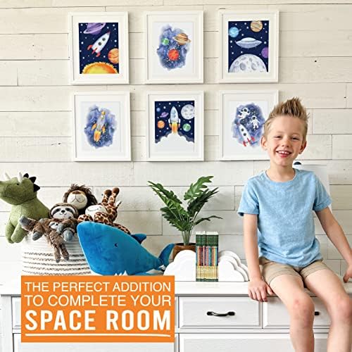 6 реверзибилен 8x10 вселенски декор за момчиња отпечатоци од простории, простор за простории за простории, украси за вселенски простории,