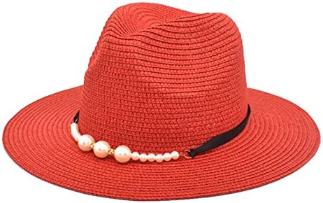 Капчиња за плажа за жени лето сончање слама капа, обична плажа сонце, се тркалаат широко патување со капа на отворено УВ -заштита капа капа