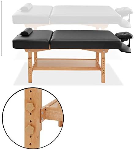 Професионална стационарна маса за масажа со салон со потпирач за грб - вклучува полица, потпирач за глава, лулка за лице и засилување