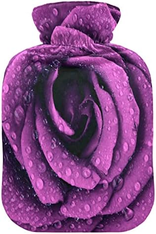 Oarencol Purple Rose цветни цветни цветни цвеќиња топла вода вреќа со топла вода со покривка за топла и ладна компресија 1 литар