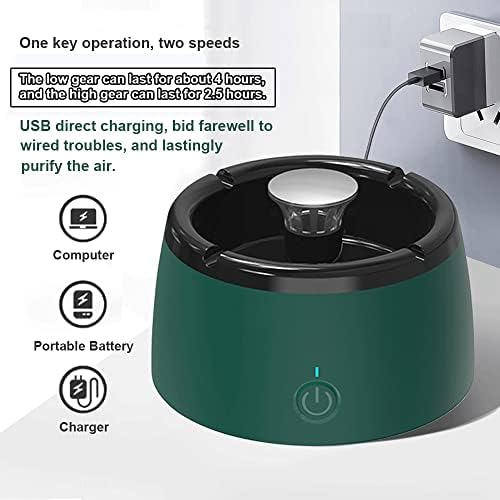 Ileeefy 2 во 1 прочистувач на воздухот мултифункционален пушач без чад, USB -фиока за полнење на пепел, електронски пепелник со филтер, најдобро