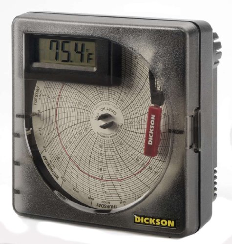 Диксон SL4350 Снимач на температурни табели со дигитален дисплеј, табела 4 /101мм, 7-дневна или 24-часовна ротација, -22 до 122F опсег