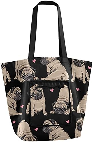 Кученца розови срца преклопени раменици торбички торба за еднократна употреба на намирници, тешка школа торба за купување торба за спортски багаж