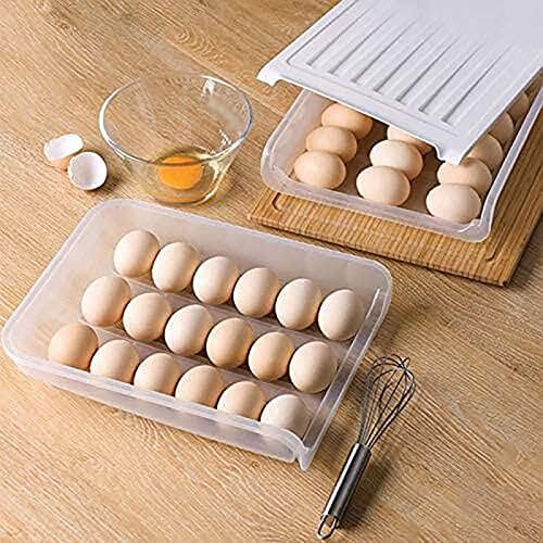 Seaintheson 24 решетка кутија за складирање на јајца, пластични фиоки за јајца од фрижидер со капакот, кујна за домаќинства