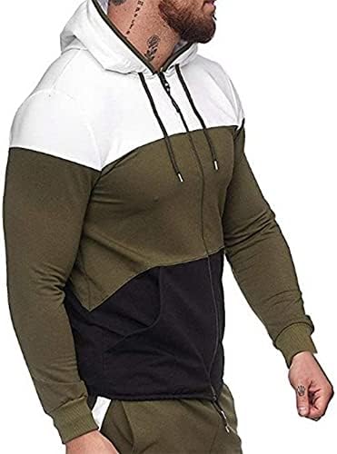 Realdo Mens Color Block Casual Hoodie есенски зимски врвен тренер со џебна кошула со аспиратор
