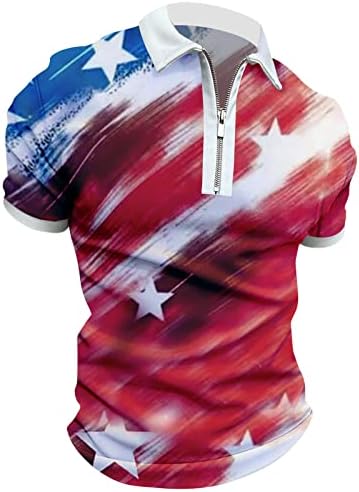 2023 година Нова машка американска знаме Патриотска кошула за мажи 4 -ти јули мускули ги исклучуваат кошулите со јака, тенок вклопувачки