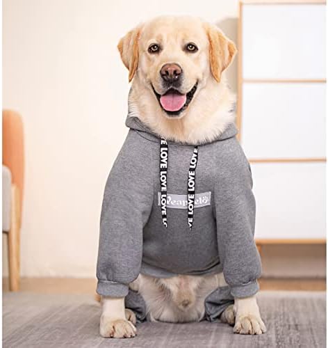 Зимски палто за кучиња за кучиња за големи средни кучиња, пуловер 4 нозе куче топло палто со качулка, кучиња руно качулка за зимско ладно