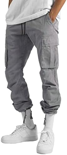 Карго панталони за мажи опуштени вклопени каузални тенок плажа работа голф -чиста карирана панталони со џебови товарни панталони панталони