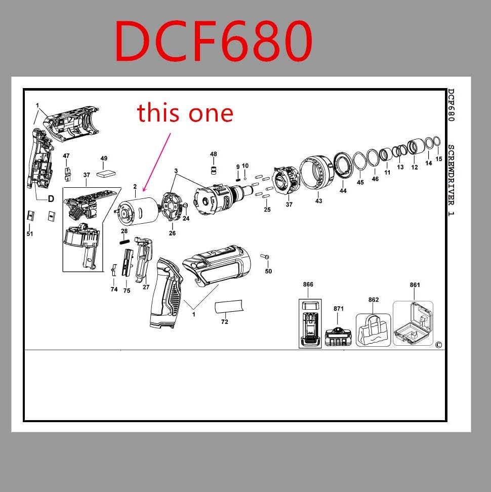 Мотор N339520 Заменете го DEWALT DCF680N1 DCF680N2 DCF680 безжичен шрафцигер
