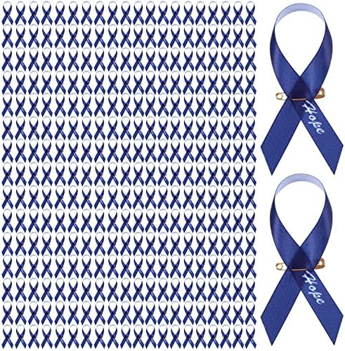 300 Парчиња Сини Сатенски Ленти За Свесност Со Заштитни Иглички Свесност За Рак На Дебелото Црево Свесност За Злоупотреба На Деца