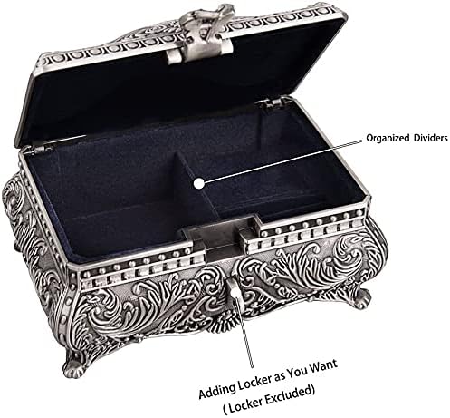 Џхсј Накит Контејнер Кутија За Накит Ретро Метал Организатор На Накит Декоративен Со Цветен Дизајн Кутија За Складирање Накит