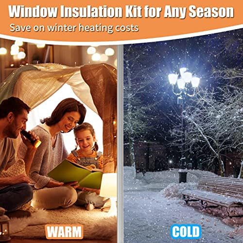 Комплет за изолација на прозорецот за зима-62 × 433 инчи затворен 10-прозорец пластика за зимбизирање, задебелен чист прозорец што