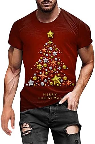 Здфер Менс маици Божиќ Дедо Мраз за печатење на кратки ракави на кратки ракави Смешни Божиќни графички партии тенок вклопуваат мускулни маички