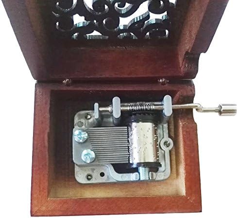 Fnly 18 Белешки Антички врежана рачна чудак дрвена музичка кутија со движење со сребрена боја, кутија за музички подароци, Twinkle