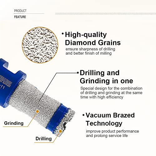 Shdiatool Diamond Dribe Core Pits 1-inch, мелење бит за порцелански плочки мермер керамички гранит 25мм