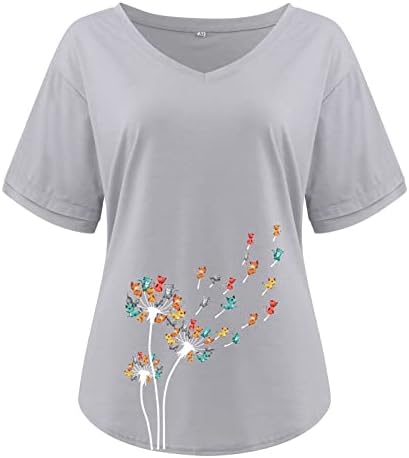 Лето жени гроздобер маичка трендовски графички лабава лабава вклопена кратка ракав Туника врвови случајни v вратот печати симпатична маичка блуза
