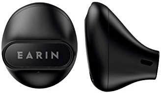 Earin A -3 - Оригиналните вистински безжични слушалки - Отворен дизајн Удобни ушни уши - случај на полнење со црни алуминиум - 5 часа играње - Bluetooth - Безжично и USB -C полнење