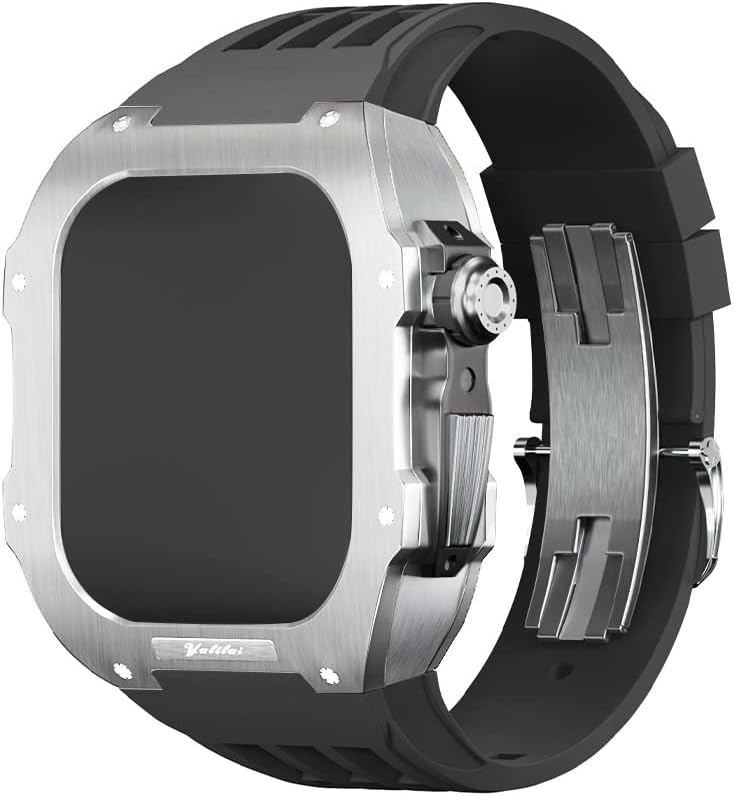 CNHKAU Види Мод Комплет за Модификација На Apple Watch 8 Ултра 45mm Флуорорубер Бенд за Iwatch Серија 8 7 SE 6 5 4 45/44мм Часовник Случај Бенд Замена