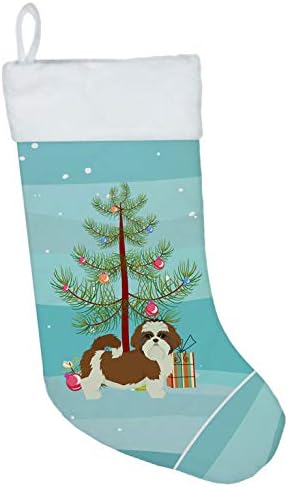 Богатства на Каролина CK3563CS SHIH TZU Божиќно дрво Божиќно порибување, камин виси чорапи Божиќна сезона забава Декори за семејни