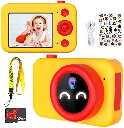 Детска камера за момчиња и девојчиња, Божиќен роденден подарок 16MP 1080p HD дете дигитална камера со 32 GB SD картичка