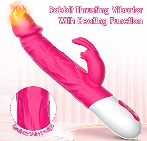 G Spot Realistic Rabbit Dildo за жени кои се нафрлаат и загрева вибратор за возрасни секс играчки, розов водоотпорен клиторис анален