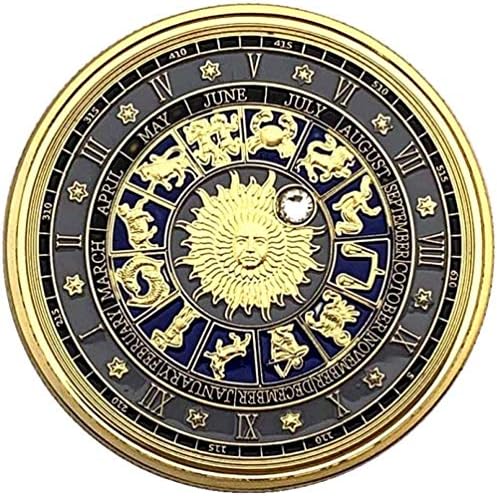 Европа И Сад 12 Соѕвездие Дијамантска Монета Позлатена Лео Комеморативна Колекција На Монети Фенг Шуи Посакувајќи Љубов Златник