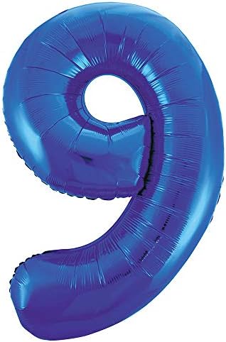 Број 9 во форма на балон со фолија - 34 , сина, 1 компјутер