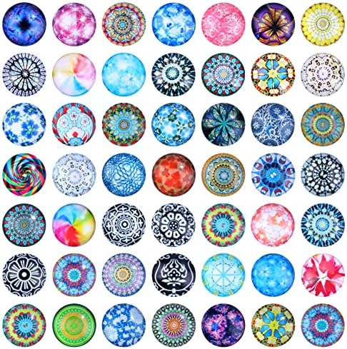 Aipridy 200 парчиња мозаик печатено стакло купола кабохони мешана боја цветна шема половина круг занаети мозаични плочки за накит