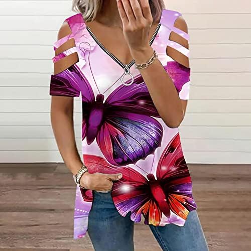 Жени блузи случајни долги ракави летна кошула V вратот Обични маички со врвови за ракави за жени со цврсти врвови блуза