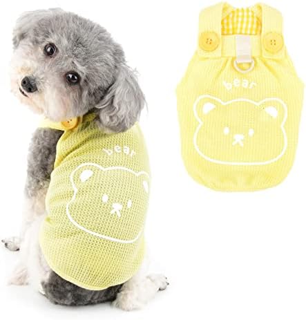 Кошула за кучиња со ранг-вафли за девојки со мали кучиња носат облека за миленичиња со кутре Д-ринг пролетно лето облеки Чихуахуа