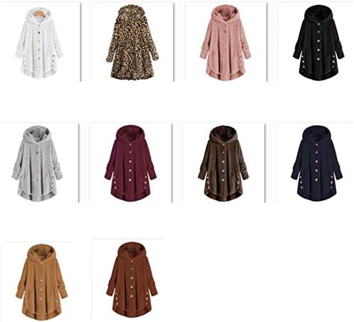 Andongnywell женски палто со долг ракав Обичен нејасен фаукс топло зимско копче со двојно лице со кадифена облека од кадифена облека