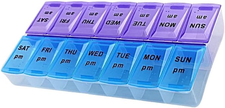 ОРГАНИЗАТОР НА АПЧИЊА XL - 7 Дневна Неделна Кутија За Апчиња AM PM-Двапати Дневно-9 x 4.75 Екстра Голема Големина Таблета Случај За Лекови, Витамини,