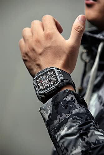 CNHKAU 44mM 45mm Carbon Fiber Case за Apple Watch Band Series 8 7 45mm Комплет за модификација за IWATCH 6 5 4 44MM SPORT GUBET STRAP