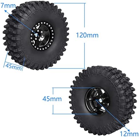 GoHooby 1.9 Beadlock Wheels 12mm Hex и 4,72 /120mm Crawler Tires 1/10 RC Crawler 2WD 4WD Заменска компатибилна со Traxxas TRX4