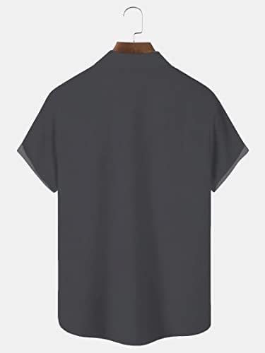 Копче за маички надолу со кошула со кратки ракави кошула јака апстрактни печатени кошули случајни врвови на плажа