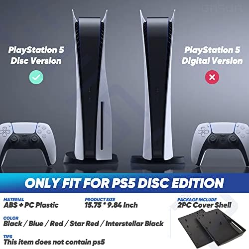 Замена на конзолата Gmquiz PS5, ABS анти-гребење Хард шок-изолирана замена за PlayStation 5 Конзола школка, Star Red, Disc Edition