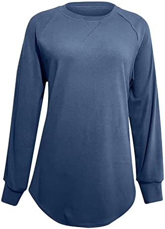 Кошули со долги Ракави За Жени 2023 Облечен Секојдневен Врат На Екипажот Цврста Блуза Мода Лабави Основни Врвови За Пуловер