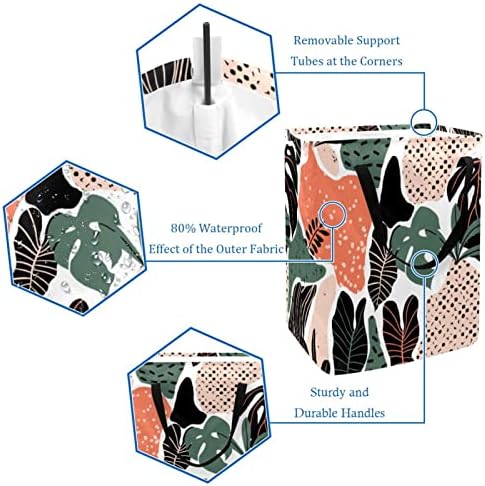 Шарени Тропски Лисја Од Растенија Печатење Склопувачка Пречка за Перење АЛИШТА, 60 ЛИТРИ Водоотпорни Корпи За Перење Корпа За Перење