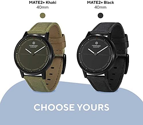 Noerden - Hybrid SmartWatch Mate2+ - Unisex Smart Watch 5ATM/водоотпорен со поврзано движење, 40мм кутија, кожа/бенд на НАТО, 6