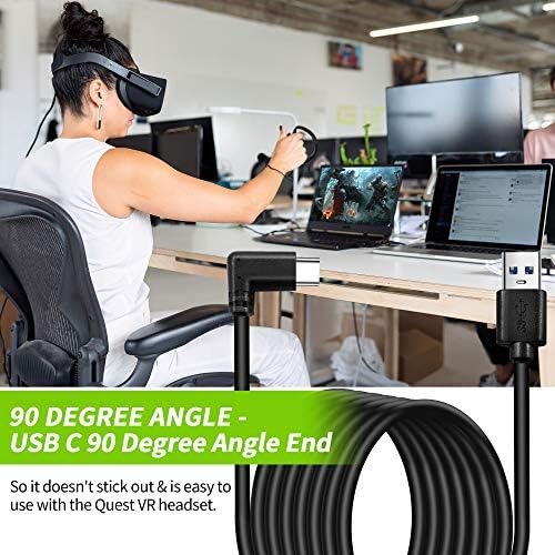 HERFAIR 10FT USB C VR линк кабел за Oculus потрага /потрага 2, функција за трансфер на податоци со голема брзина за Oculus Quest VR слушалки и