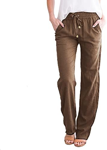 Adpan yangqigy женски обични панталони директно цврсти еластични панталони долги лекови за постелнина, деловни обични панталони со големина