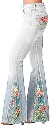 Миашуи панталони за жени работат случајни долги жени модни хулахопки со високи половини, цветни шема, печатење на панталони со