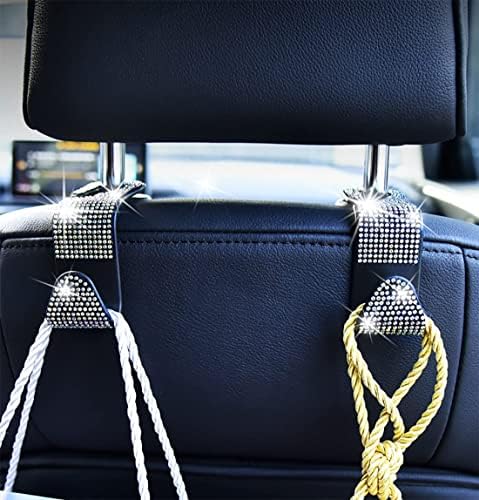 yonwait 2 парчиња за седиште во седиштето на автомобилот, куки, B-ling rhinestone дијамантски автомобил за седишта за седиште во задниот