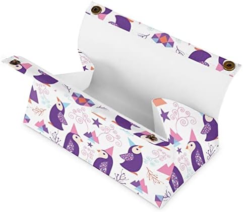 Смешна санта пингвини кутија за ткиво покритие PU кожено ткиво на кутијата Правоаголен организатор на хартија за хартија за лице