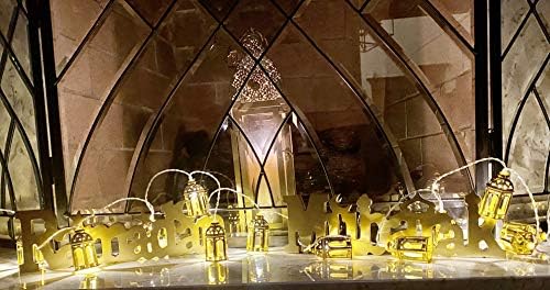 Светла Рамазан Светла во затворен украс Стринг светла златен фенер Фанор Ејд Холидеј декорации со USB празнична забава празник муслимански декор за забава 20 парчињ?