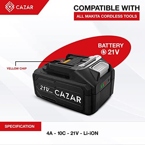 КАЗАР 21в Литиум-Јон 4.0 Ах Батерија Со Жолт Чип Компатибилен За Сите Безжични Алатки Макита