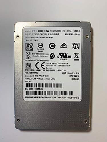 Toshiba 512GB SSD 2.5 6Gb/s Sata Солидна Држава Диск Модел: KSG60ZSE512G DP/N: TTGHY