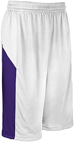 Champro Charge Polyester Basketball Short, возрасни 2x-големи, бели, виолетови